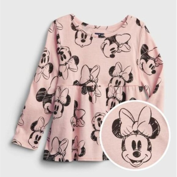 Baby GAP Disney Minnie Mouse Girls Size 18-24 months  pink black printed graphic - Picture 1 of 3